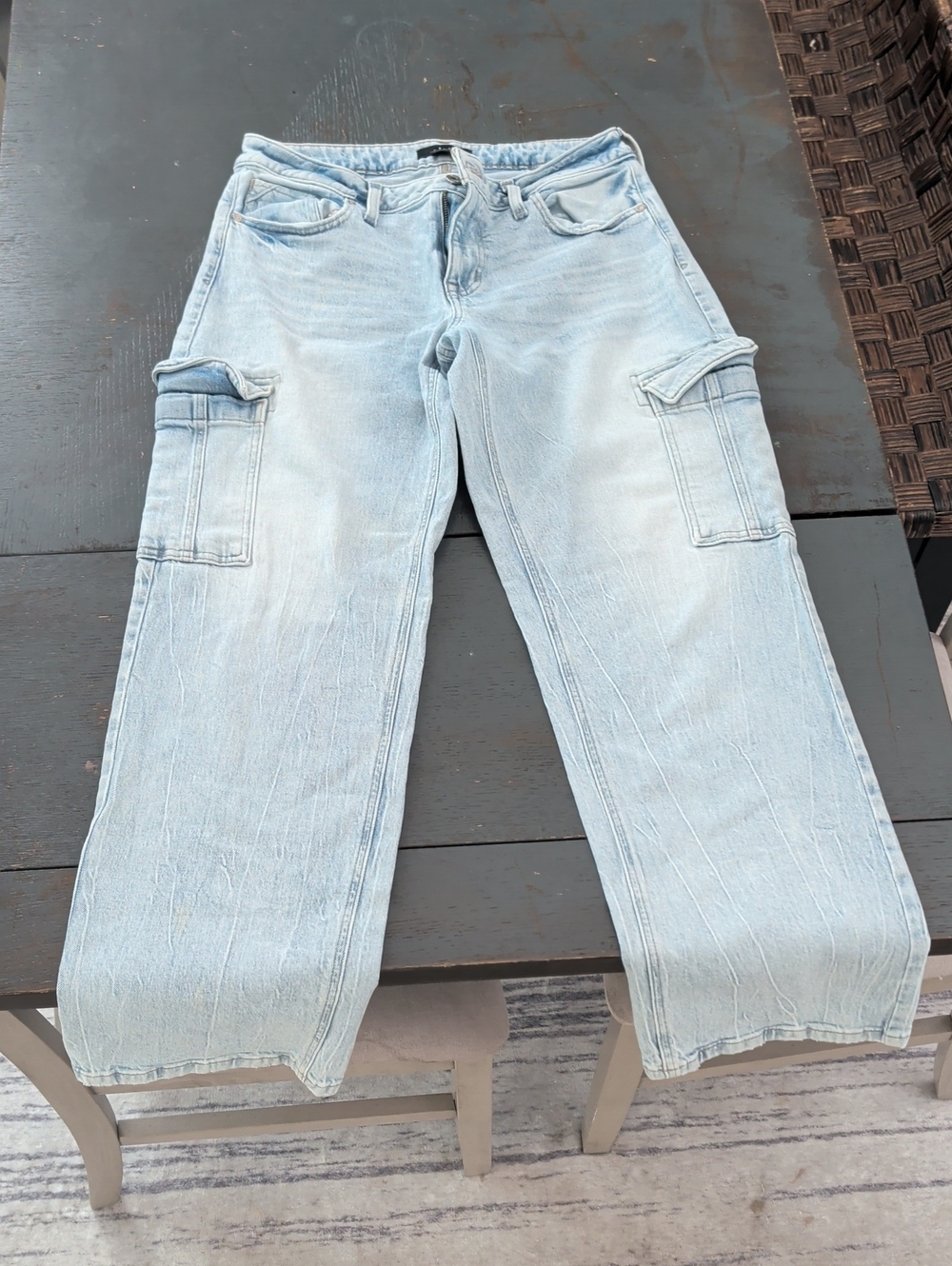 edge 10 Long Light Blue Straight-Leg Cargo Jeans